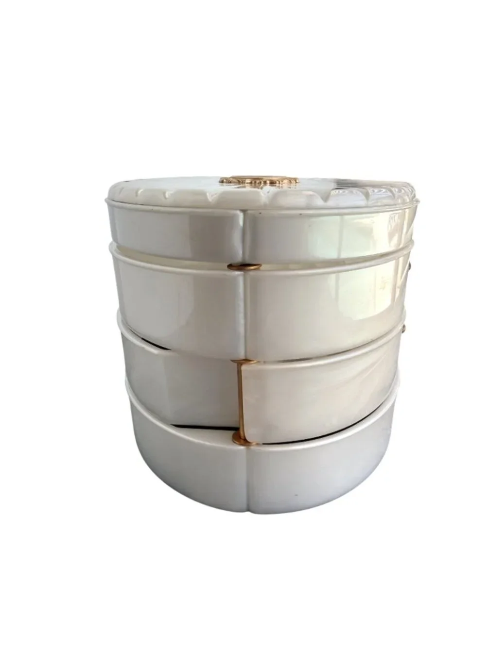 Vintage Rialto of New York White Pearlized Lucite Jewelry Box 1960s 9”
